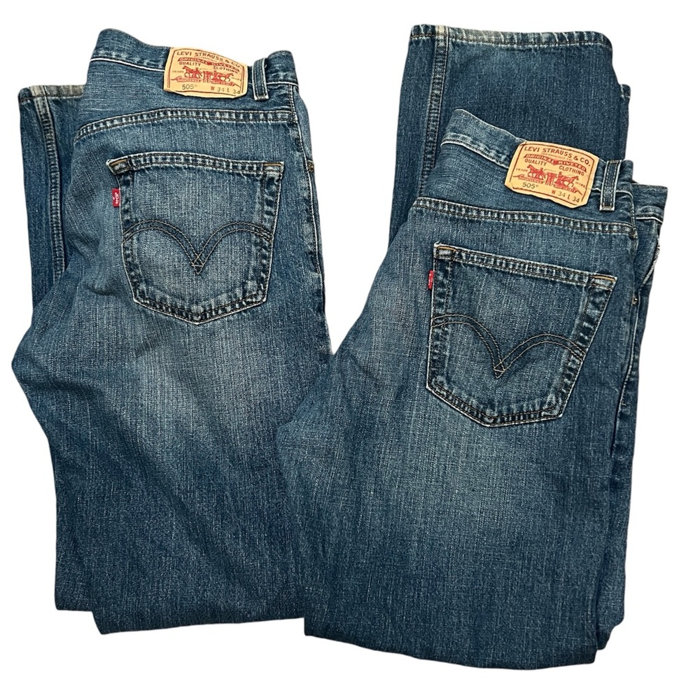 Men’s Levi’s 505 Regular Fit 34 x 34 Washed New,  2 pair Bundle